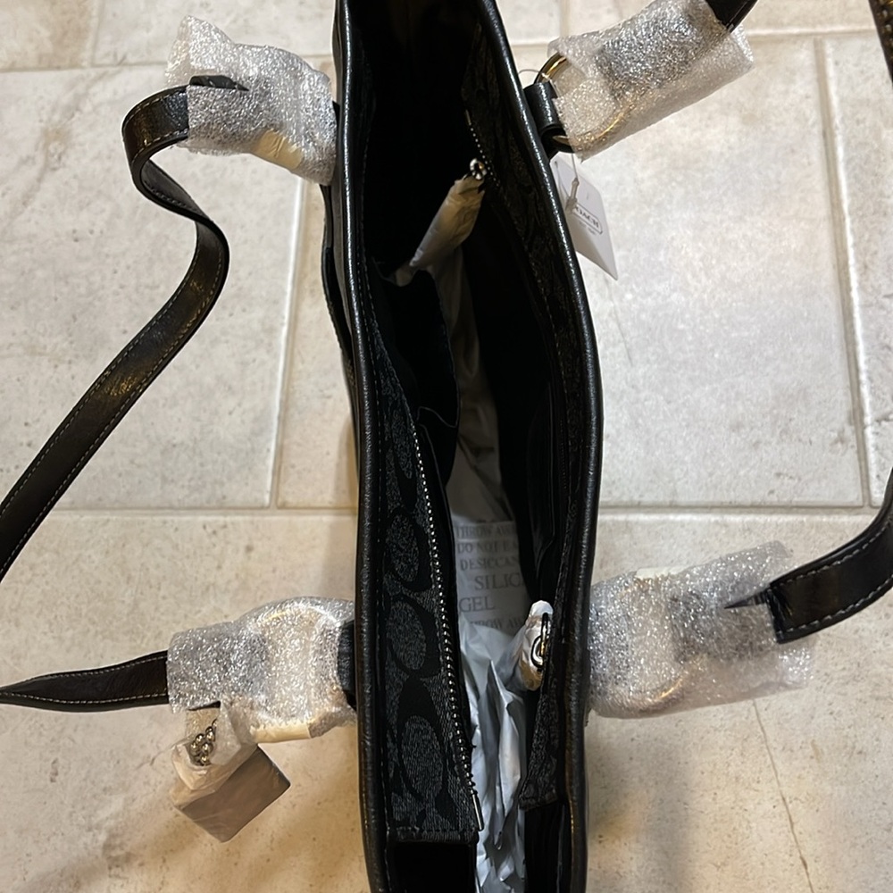 Coach black/black gray tote.  Brand new with tags. - Picture 2 of 2